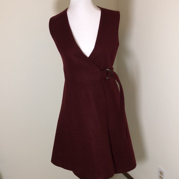Elegant Burgundy Wrap Dress - Picture 1 of 8